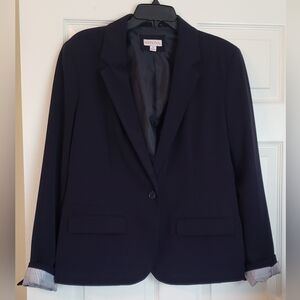 Merona Blazer Jacket Womens Size 18 Navy Career Workwear Single Button Stretch